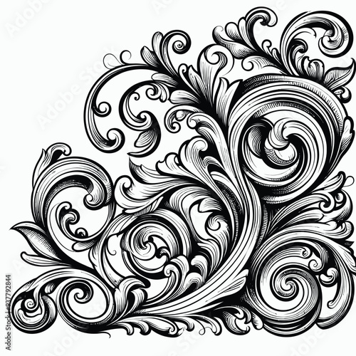 Swirling Corner Flourishes outline vector