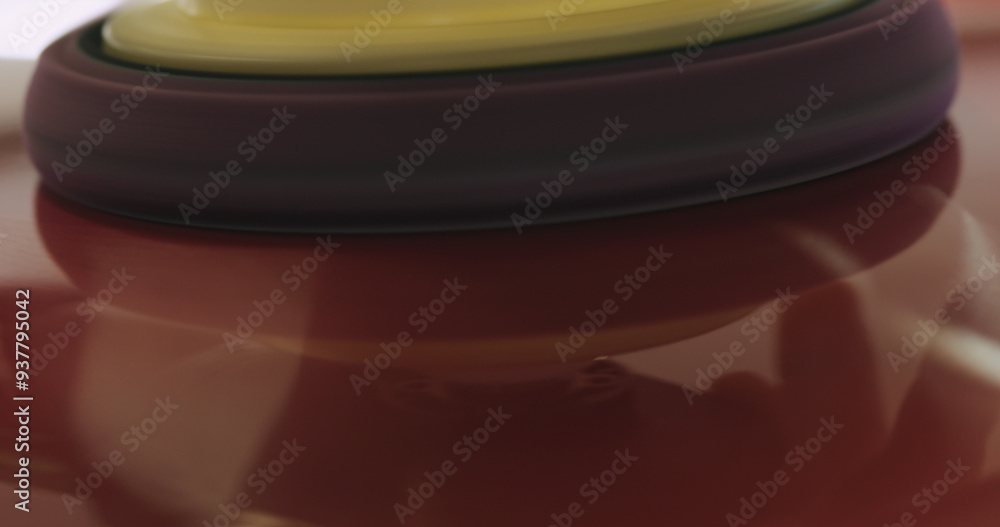 closeup red car polishing small details