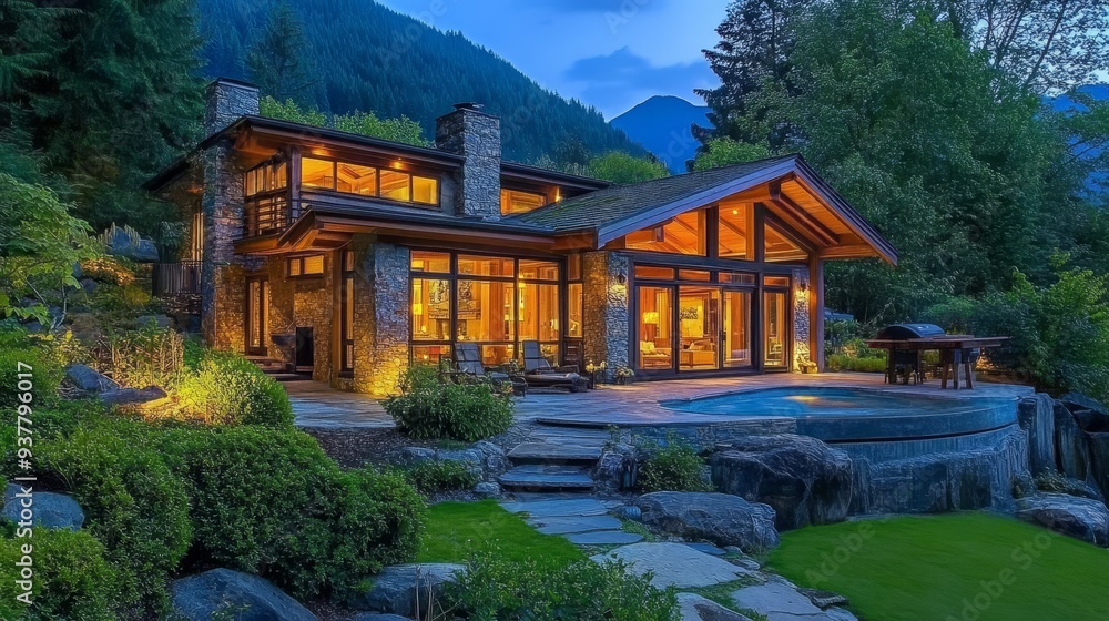 Modern Mountain Retreat with Stunning Views and Outdoor Living - A luxurious modern home nestled in a mountain setting, featuring a large deck, an infinity pool, and breathtaking views of the surround Modern Mountain Retreat with Stunning Views and Outdoor Living - A luxurious modern home nestled in a mountain setting, featuring a large deck, an infinity pool, and breathtaking views of the surround