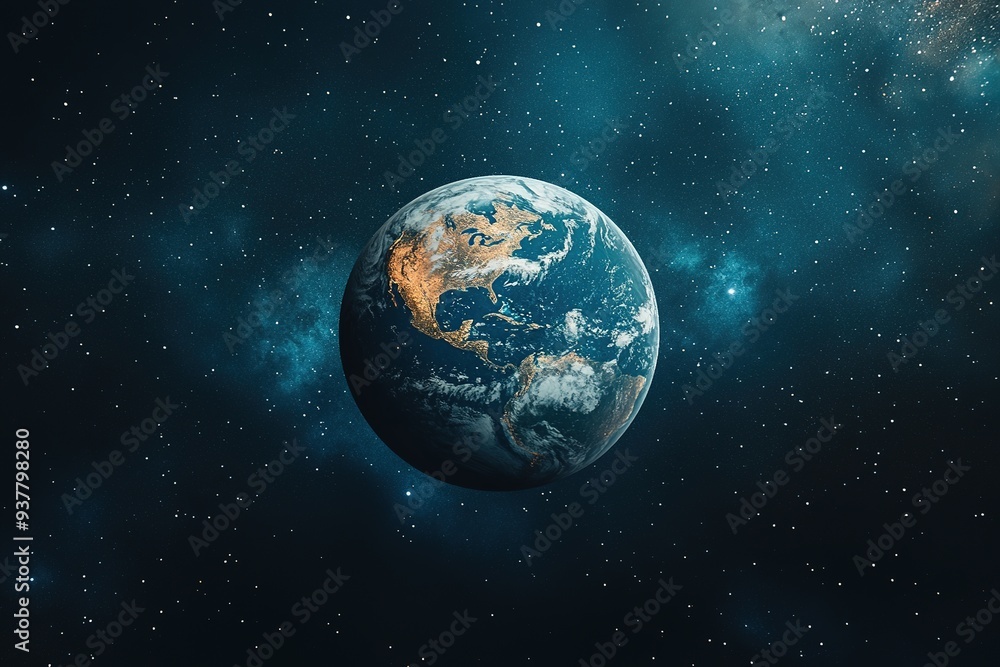 Obraz premium Stunning Earth viewed from space amidst stars