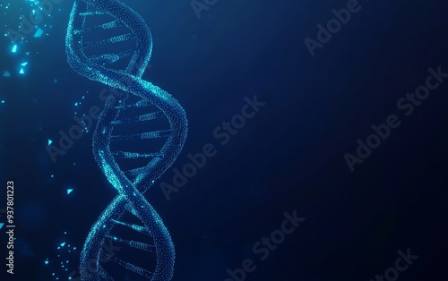 Blue double helix DNA vector on dark blue background