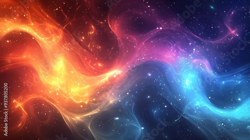 Abstract Cosmic Nebula with Vivid Colors and Glowing Light