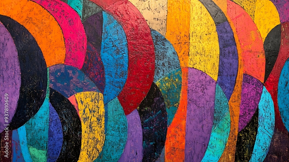 Fototapeta premium Abstract Art with Curved Shapes and Vibrant Colors