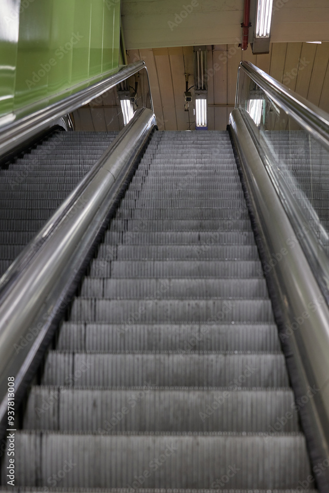 An empty escalator stairs in Madrid metro station An empty escalator stairs in Madrid metro station
