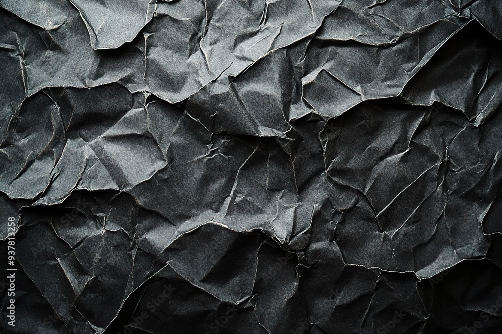 Fototapeta premium Grunge Texture of Crumpled Black Paper Poster
