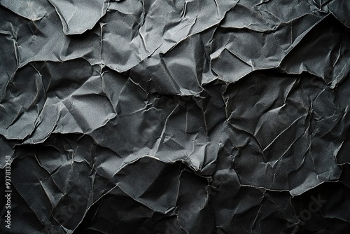 Grunge Texture of Crumpled Black Paper Poster