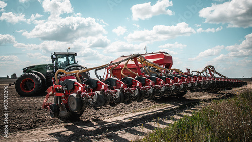 Obraz na płótnie Close-Up of Modern Farming Machinery in Operation w salonie