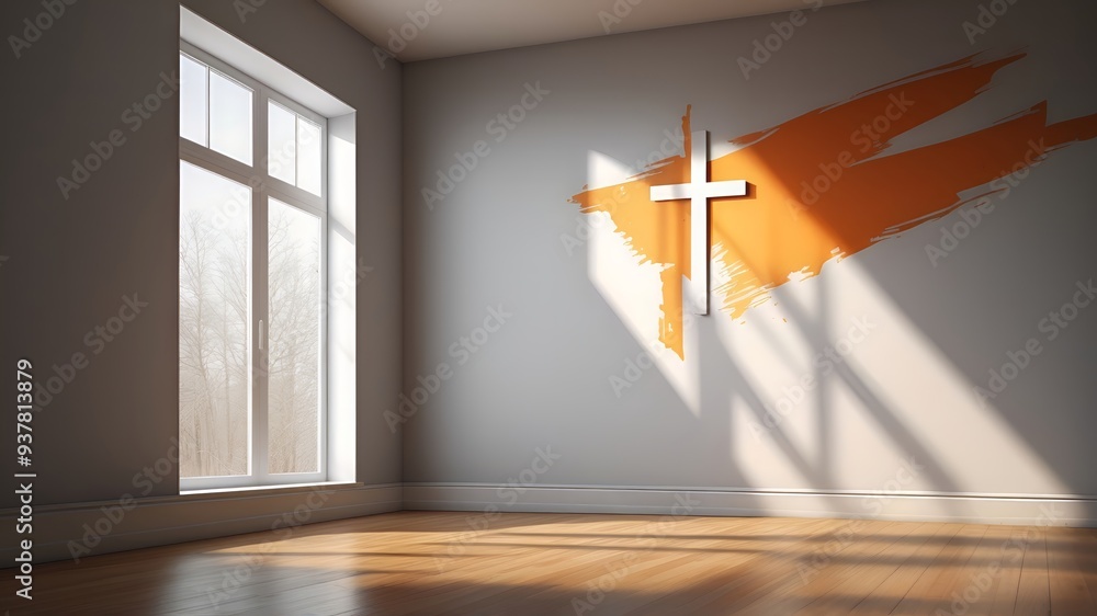 Naklejka premium cross on the wall - Praying room