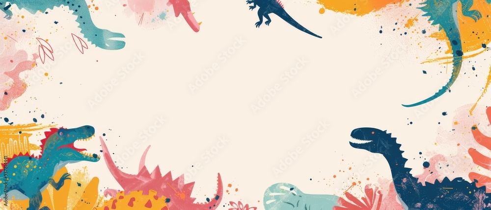 Fototapeta premium A colorful dinosaur drawing with a white background