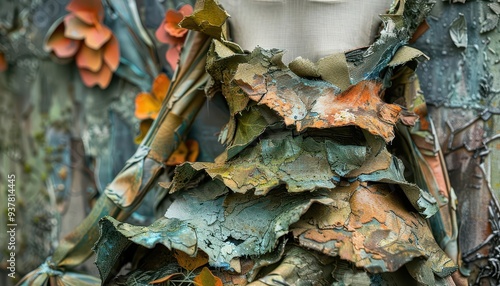 Recycled fashion, Fantasy, Earthy, Watercolor, Emphasizing sustainability photo