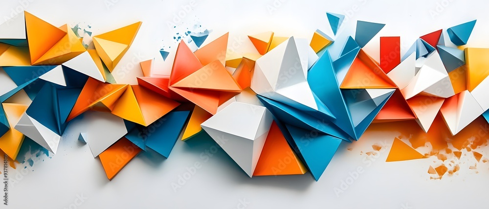 Abstract Geometric Shapes in Orange, Blue and White Abstract Geometric Shapes in Orange, Blue and White