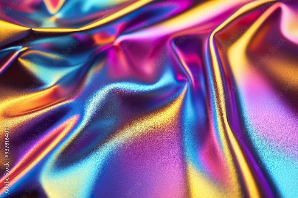 Fototapeta premium Rainbow Foil with Iridescent Holographic Effect and Abstract Blur