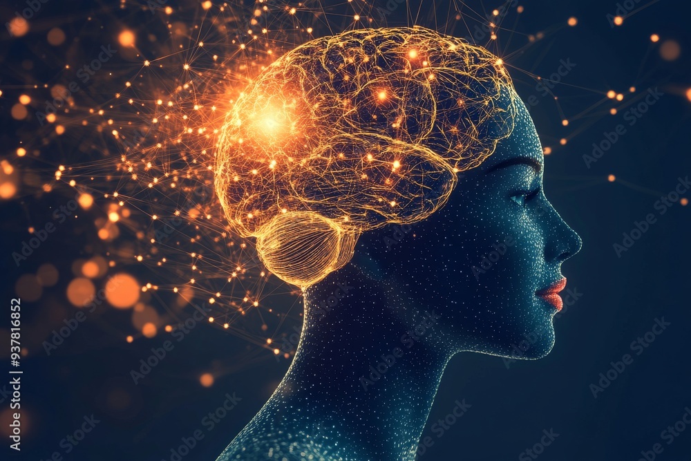 A young man with glowing particles in a dark space representing the limitless creativity mental energy and innovative potential of a mind in the midst of deep thought A young man with glowing particles in a dark space representing the limitless creativity mental energy and innovative potential of a mind in the midst of deep thought