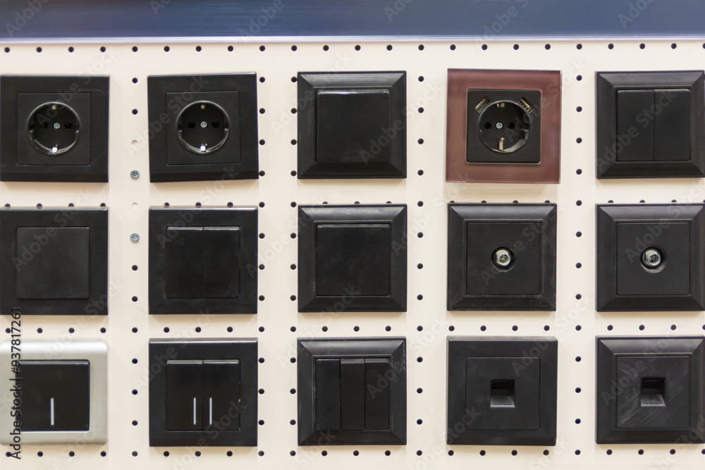 Modern Power Outlets. Array of Electrical Wall Sockets Modern Power Outlets. Array of Electrical Wall Sockets