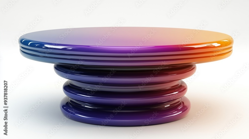 Colorful Modern 3D Designer Table - Isolated on White Background Colorful Modern 3D Designer Table - Isolated on White Background
