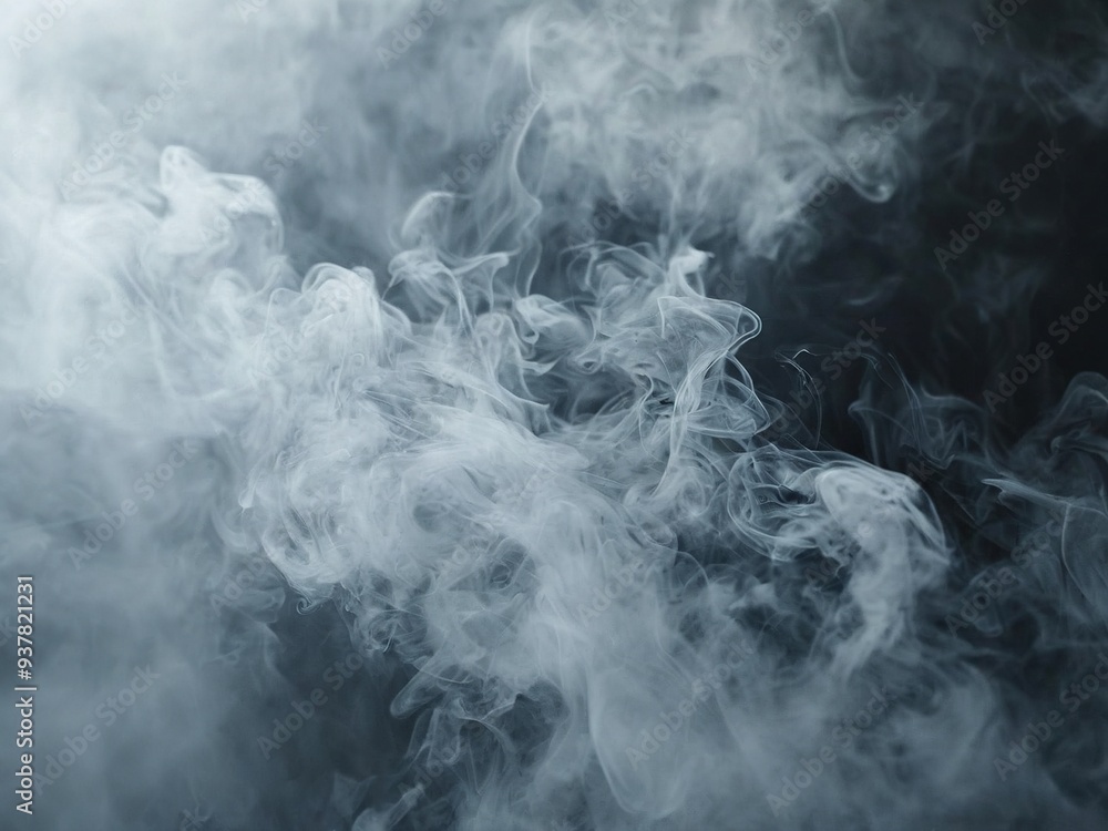 Abstract white smoke swirling and flowing against a dark background. Abstract white smoke swirling and flowing against a dark background.