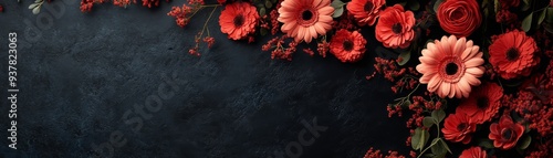 Wallpaper Mural In Loving Memory - 3D RIP Memorial with Flowers on Clean Black Background for Text, Cute Illustration Style Banner. Torontodigital.ca