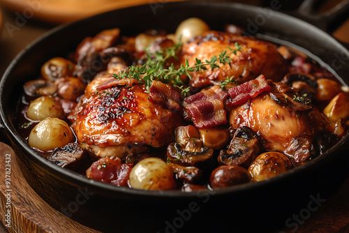 A rustic French dish of Coq au Vin