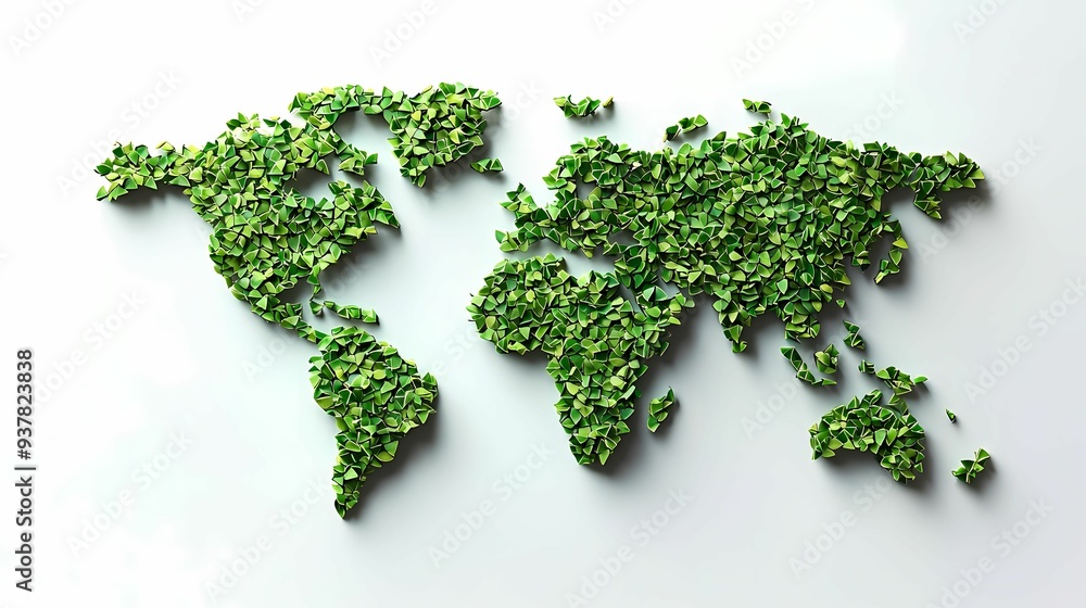 A vibrant, eco-friendly world map created from lush green leaves, symbolizing nature and sustainability. A vibrant, eco-friendly world map created from lush green leaves, symbolizing nature and sustainability.
