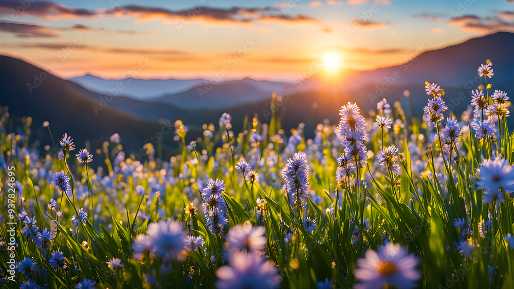 Naklejka premium field of wild flowers