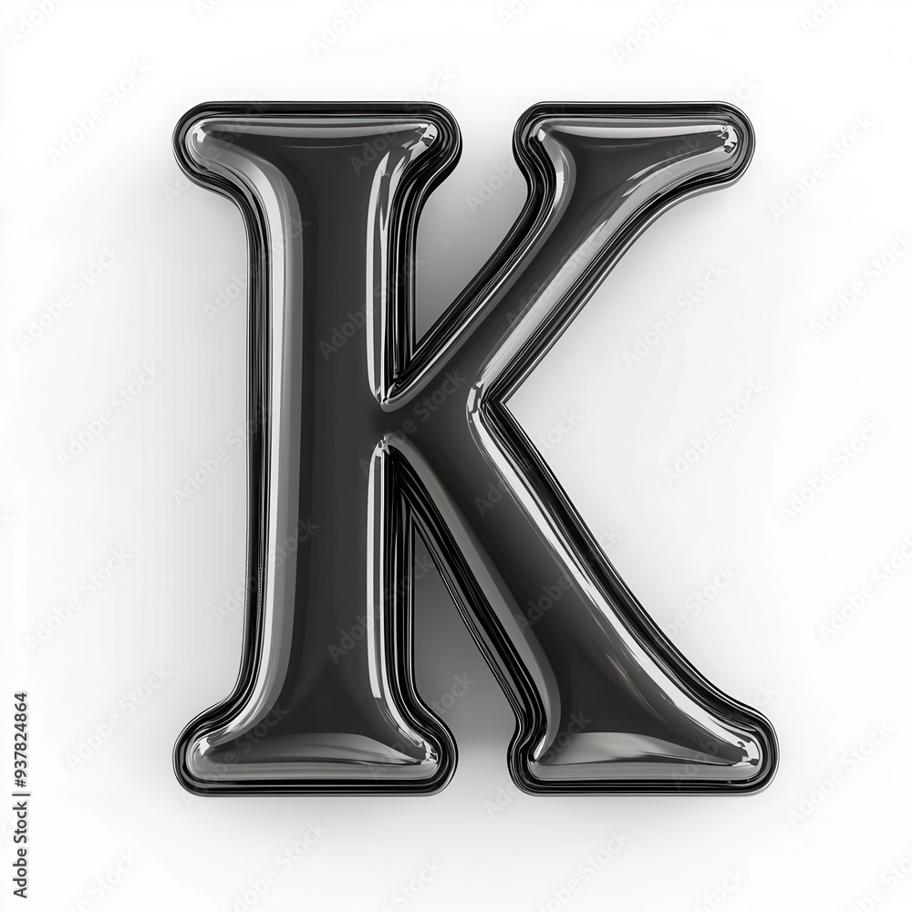 Shiny black letter K isolated on white background. Shiny black letter K isolated on white background.