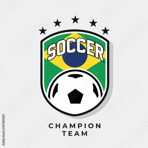 brazil shield with soccer ball
