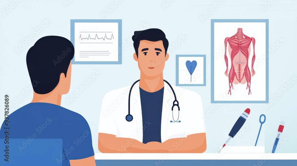 A doctor consults with a patient in a modern clinic, demonstrating professional care and medical knowledge in a healthcare setting. A doctor consults with a patient in a modern clinic, demonstrating professional care and medical knowledge in a healthcare setting.