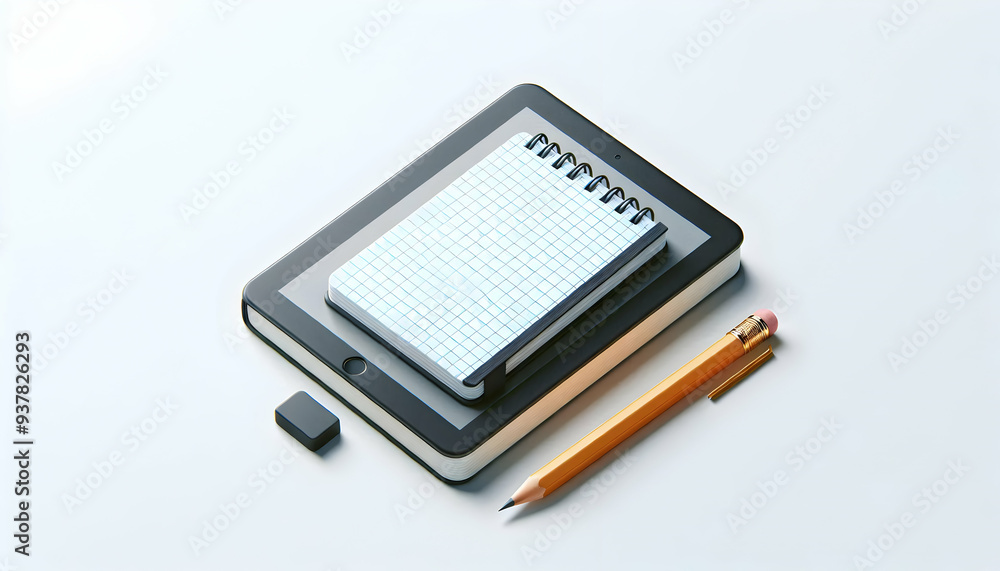 Minimalist Notebook and Pencil Isolated Vector for Online Education: Ideal Graphic for Educational Resources - Stock Photo Concept Minimalist Notebook and Pencil Isolated Vector for Online Education: Ideal Graphic for Educational Resources - Stock Photo Concept