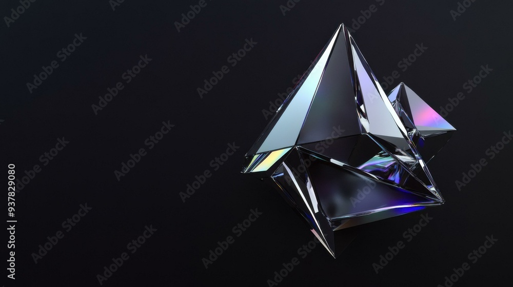 Fototapeta premium Mesmerizing 3D Abstract Shapes: A Journey Through Reflective Design and Color