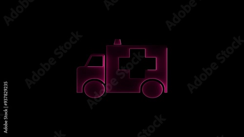 Ambulance icon animation and black background.