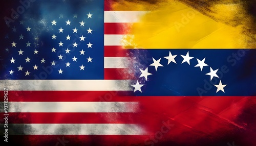 Flags of the USA and Venezuela