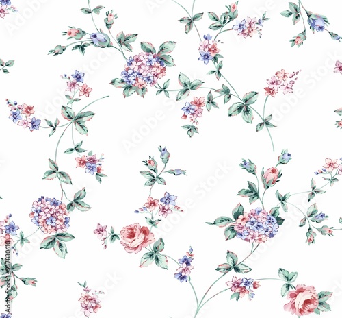 floral repetition design painted in watercolors