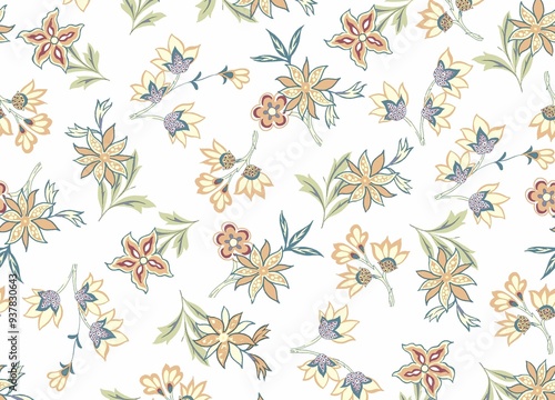 floral repetition design painted in watercolors