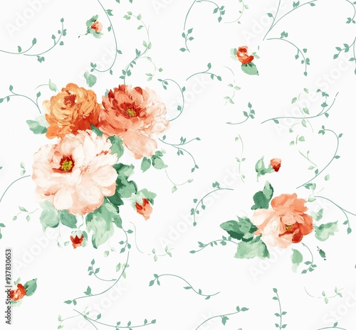 floral repetition design painted in watercolors
