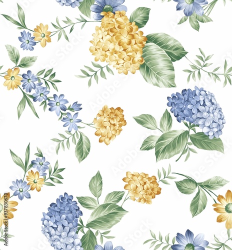 floral repetition design painted in watercolors