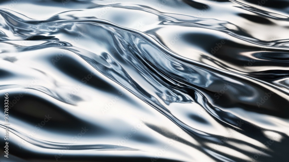 Captivating Reflection: Abstract Silver Waves Depicting the Elegance of Fluid Motion Captivating Reflection: Abstract Silver Waves Depicting the Elegance of Fluid Motion
