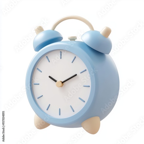 3D illustration of a simple vintage alarm clock isolated on white background