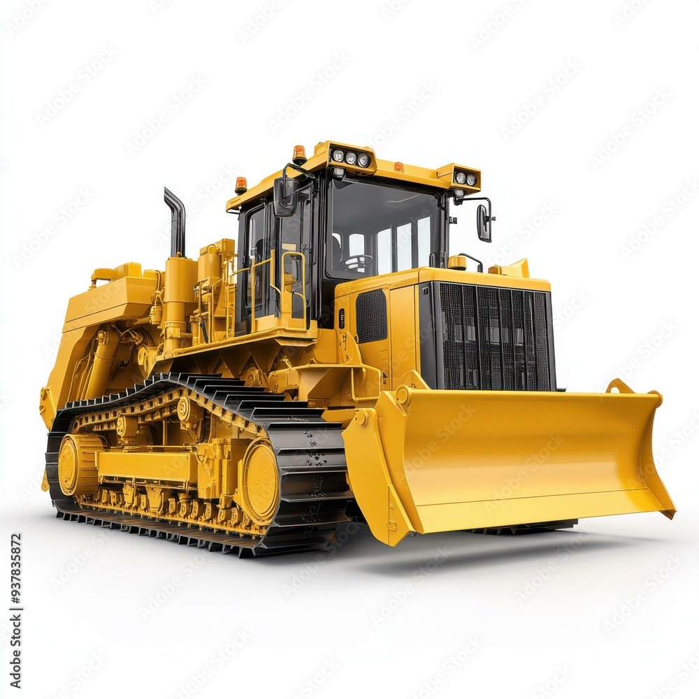 Fototapeta premium Powerful Bulldozer: Essential Heavy Machinery for Earthmoving and Construction Projects