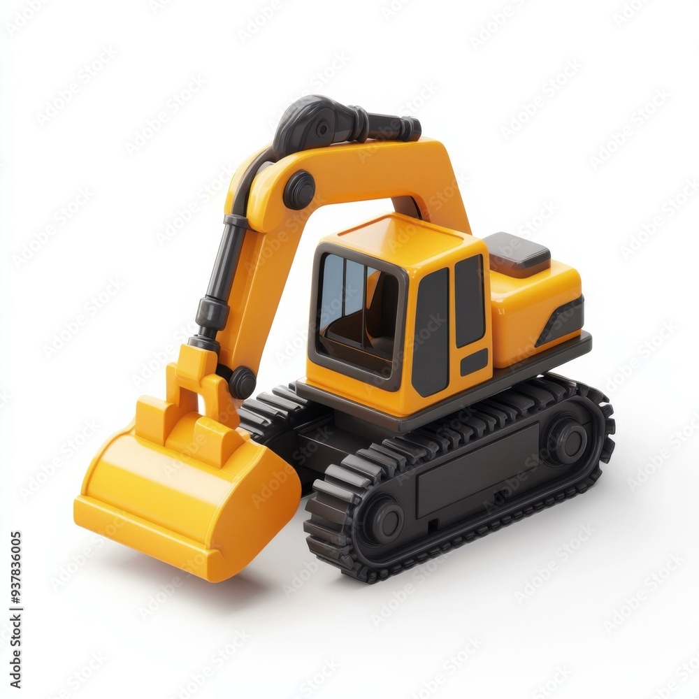 Fototapeta premium Dynamic Yellow Excavator: A Powerful Machine for Construction and Earthmoving Projects