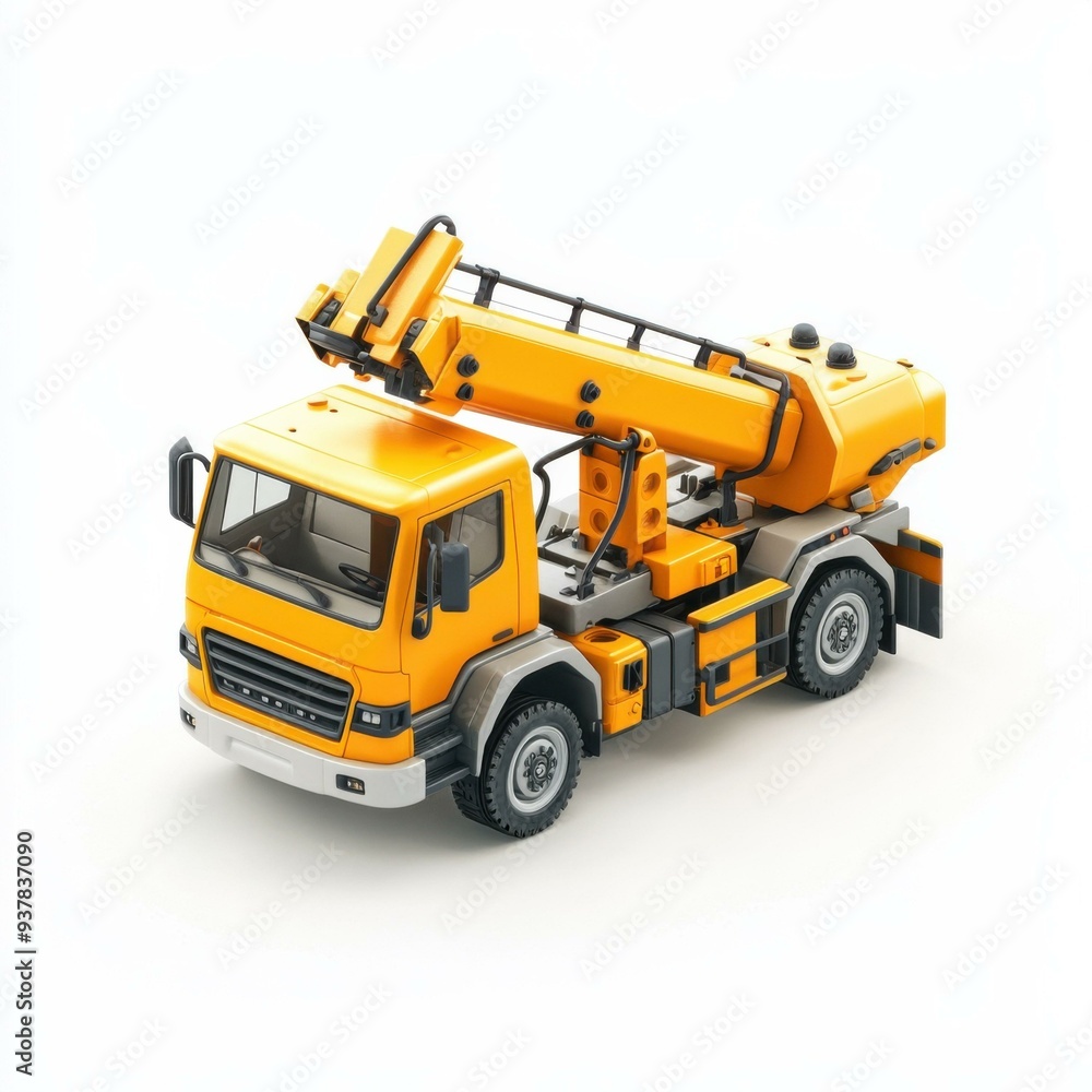 Naklejka premium Versatile Construction Crane Truck for Efficient Lifting and Transport in Urban Development