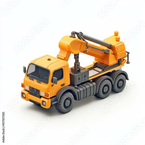 Vibrant Orange Construction Truck with Crane - Perfect for Heavy Lifting and Industrial Use