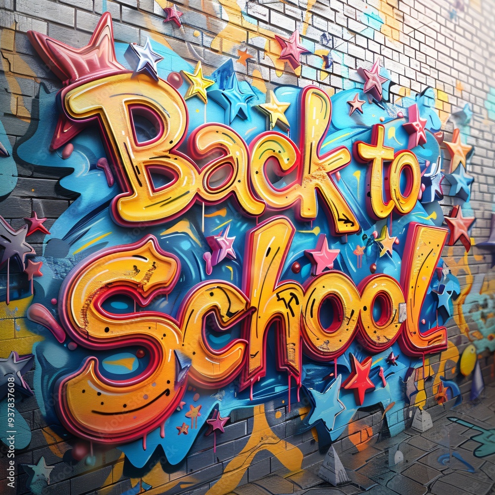 Back to School Graffiti lettering on wall Back to School Graffiti lettering on wall