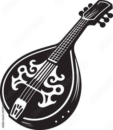 Instrument mandolin vector silhouette