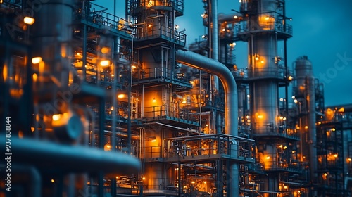 Chemical plant refinery industrial equipment background Business Finance and Industry : Generative AI