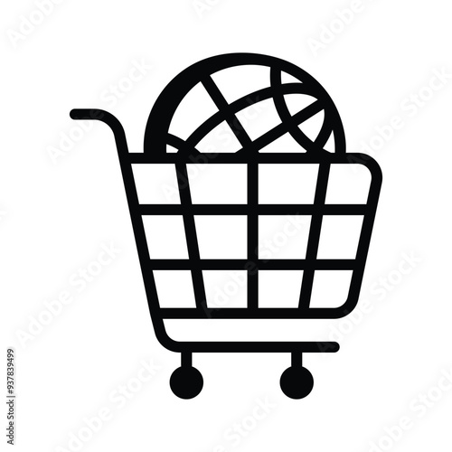 World globe with shopping trolley, global shopping vector design
