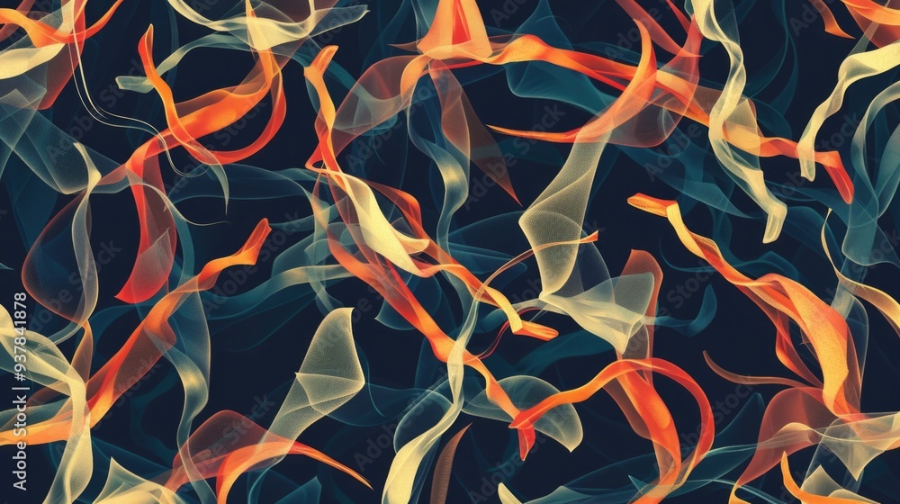 A dark background featuring a group of orange and yellow smoke effects A dark background featuring a group of orange and yellow smoke effects