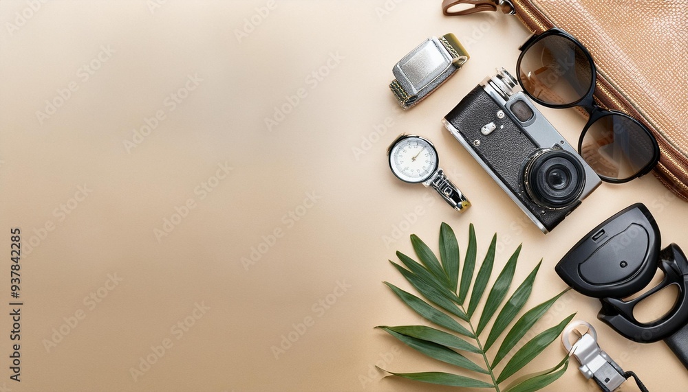 Fototapeta premium Small transparent background lifestyle accessories.