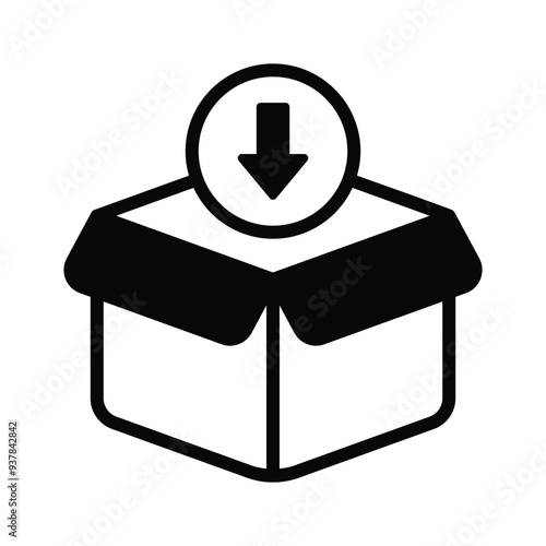 An icon depicting a parcel being received, symbolizing incoming package