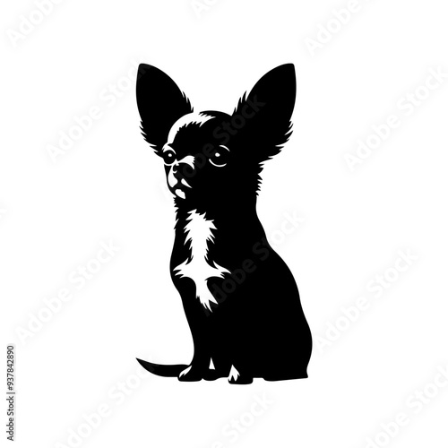 Chihuahua  silhouette, vector black color silhouette