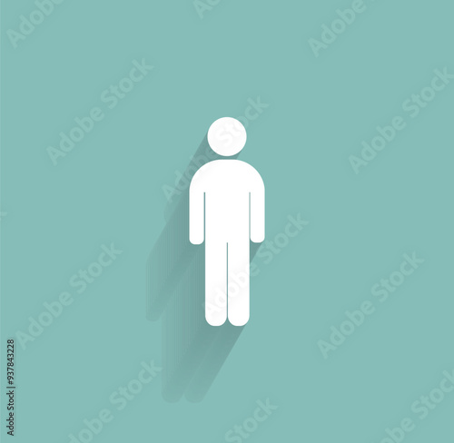 Vector icon of white color with shadow on gray-green background